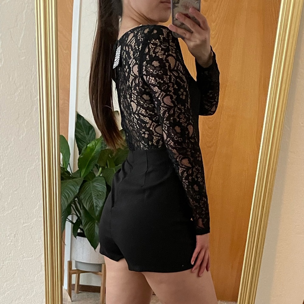 Kimchi Blue Long Sleeved Black Lace Romper